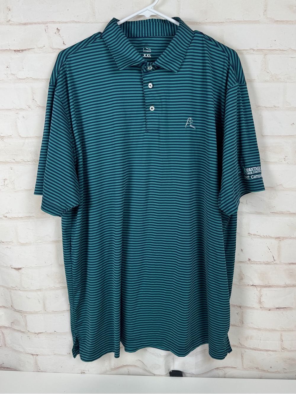 Rhoback Green Striped Polo Golf Shirt Size 2XL